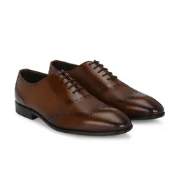 Egoss Men Textured Round Toe Leather Formal Brogues Shoes-picture-6