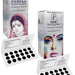 PERPAA Set of 2 Black Velvet Kumkum Bindi Box with 15 Flaps Each - Size 02 image 1