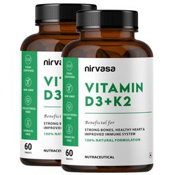 Nirvasa Vitamin D3+K2,  60 tablet(s)  Unflavoured (Pack of 2) -76