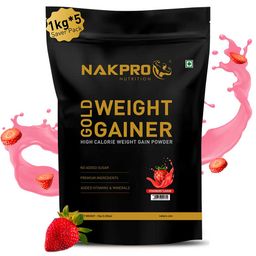 Nakpro Gold Weight Gainer,  2.2 lb  Strawberry (Pack of 5) -image-86