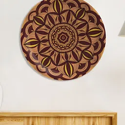 nestroots Mustard Yellow & Maroon Printed Espresso Enchantment Hanging Wall Plate Decor-30