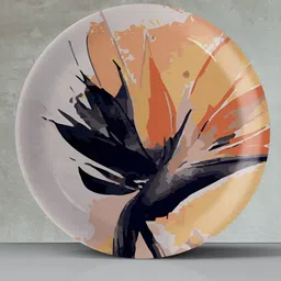 nestroots White & Orange Printed Ceramic Mandala Wall Decor-image-73