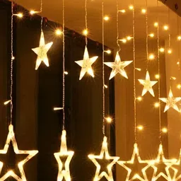 SPARK WORLD Gold Toned Star Shaped String Lights-14