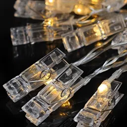 SPARK WORLD White & Yellow Photo Clip Waterproof String Lights image 1
