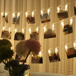 SPARK WORLD Gold-Toned Photo Clip Shaped String Lights-12