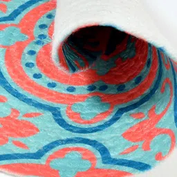 HOMADORN Red & Blue Ethnic Motif Printed Round Table Placemat-47
