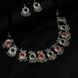 Oxidized Heaven Silver-Plated Necklace & Earrings-picture-44