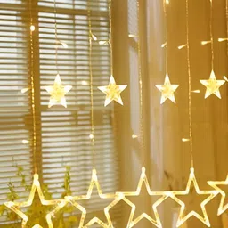 ENORMITY Yellow & White Star Shape Bulb String Lights image 2