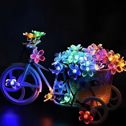 SPARK WORLD Blue & Yellow 16 Flower LED String Lights image 3