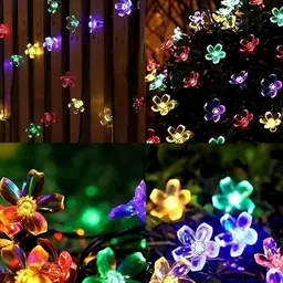 SPARK WORLD Blue & Yellow 16 Flower LED String Lights image 4