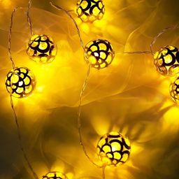 SPARK WORLD Yellow Textured Ball Shaped LED String Lights image 4
