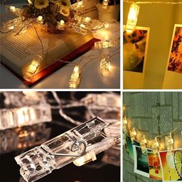ENORMITY Gold Toned Photo Clip Shape String Lights image 4