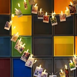 SPARK WORLD White & Yellow Photo Clip Waterproof String Lights image 4