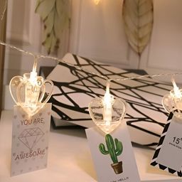 SPARK WORLD Yellow Photo Clip Shape LED String Lights image 2