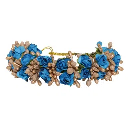Sanjog Women Blue & Gold-Toned Embellished Bun Gajra-image-10
