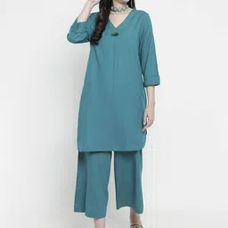 aayusika  V-Neck Pure Cotton Top With Palazzos-42