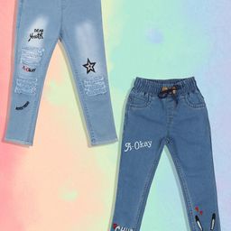 A-Okay Girls Pack Of 2 Slim Fit High-Rise Cuffed Hem Stretchable Jeans-image-65