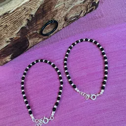 Arte Jewels Kids 92.5 Sterling Silver Beaded Anklets-picture-46