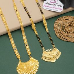 Ramdev Art Fashion Jwellery Set Of 2 Gold Plated Beaded Mangalsutra-57