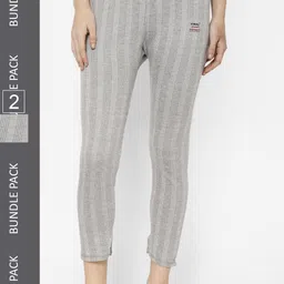mack jonney VIMAL JONNEY Women Pack Of 2 Striped Cotton Thermal Bottoms-picture-34