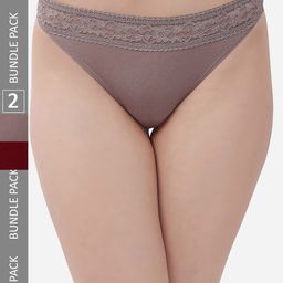 Soie Women Pack of 2 Mid Rise Super Soft Micro Modal Lace Detailed Thongs-image-92
