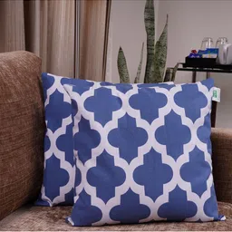 HOMEMONDE Blue & White Set of 2 Ethnic Motifs Square Cushion Covers-24