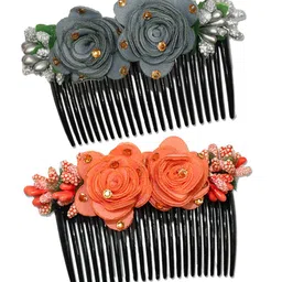 VAGHBHATT Women Set of 2 Floral Embellished Comb Pins-23