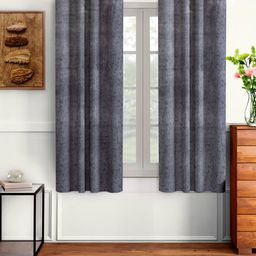 Aura Grey 2 Pieces Velvet Solid Blackout Window Curtain-picture-32