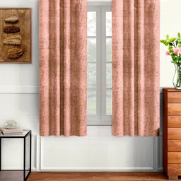 Aura Pink & Black 2 Pieces Velvet Solid Blackout Window Curtains-image-63