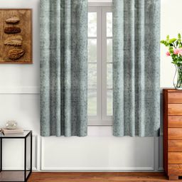 Aura Silver-Toned 2 Pieces Velvet Solid Blackout Window Curtains-17