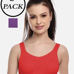 FIMS Red & Purple Non-Padded Workout Bra Set of 2-picture-6