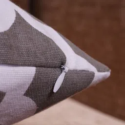 HOMEMONDE Grey & White Set of 2 Geometric Square Cushion Covers image 4