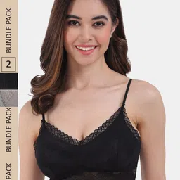 Amour Secret Pack Of 2 Lightly Padded Seamless Bralette Bra PD601_Blk_Grn-image-68