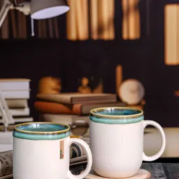 Aura White 2 Pieces Ceramic Mugs 300 ml Each-image-35