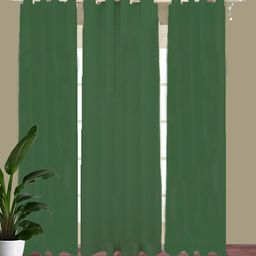 HOUZZCODE Green Set of 3 Black Out Long Door Curtain-15