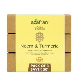 Azafran Set of 3 Neem & Turmeric Skin Clearing Soaps with Coconut Oil - 100 g Each-1