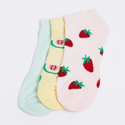 max Girls Pack Of 3 Patterned Ankle-Length Socks-59