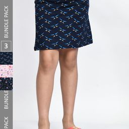 BAESD Girls Pack Of 3 Printed Pure Cotton A-Line Mini Skirts-picture-18