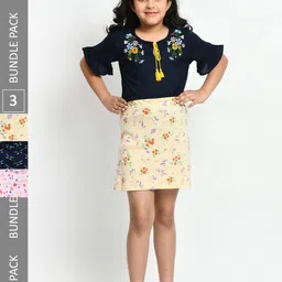 BAESD Girls Pack Of 3 Mini A-Line Pure Cotton Skirts-image-101