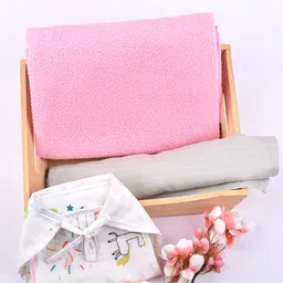Moms Home Unisex Kids Set Of 3 Organic Cotton Square Nappy Muslin Nappy & Dry Sheet Combo-6