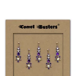 Comet Busters Set of 3 Handcrafted Reusable Traditional Designer Bindis - Purple 031 image 2