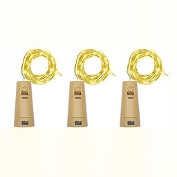 SPARK WORLD 3-Pcs Yellow Cork LED String Lights image 2