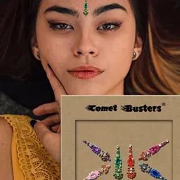 Comet Busters Set of 3 Handcrafted Reusable Traditional Designer Bindis - 020 image 4