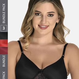 StyFund Pack Of 3 Full Coverage Lightly Padded Lace All Day Comfort Bra-picture-57