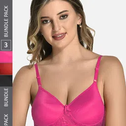 StyFun Pack Of 3 Full Coverage Lightly Padded Lace All Day Comfort Bra-picture-12