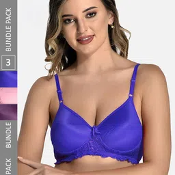 StyFun Pack Of 3 Full Coverage Lightly Padded Seamless Cotton Bra-All Day Comfort-picture-13
