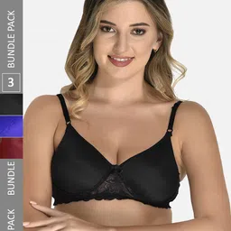 StyFun Pack Of 3 Full Coverage Lightly Padded Seamless Cotton Bra-All Day Comfort-picture-12
