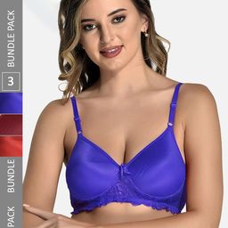 StyFun Pack Of 3 Lace Full Coverage Lightly Padded Everyday Bra With All day Comfort-picture-18