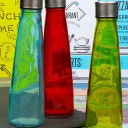 White Gold Gold Set Of 3 Solid Glass Water Bottles-2