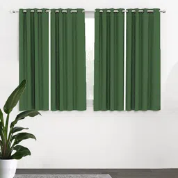 HOUZZCODE Green Set of 4 Black Out Window Curtain-20